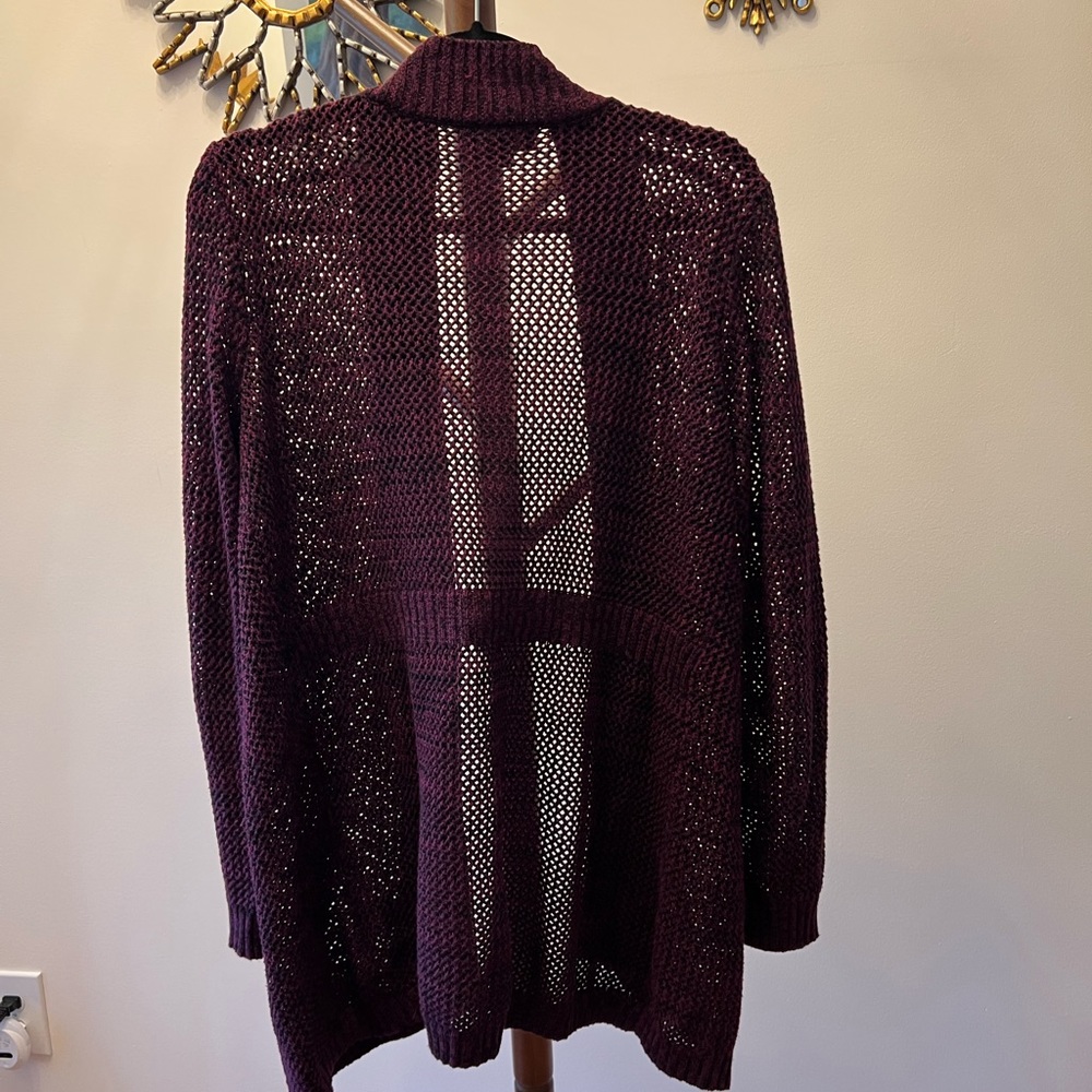 AB Studio Long Purple Cardigan Sweater